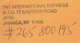 Return address stamped on envelope