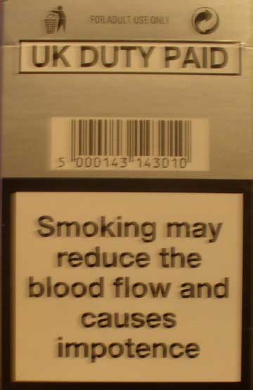 Cigarette warning label in England