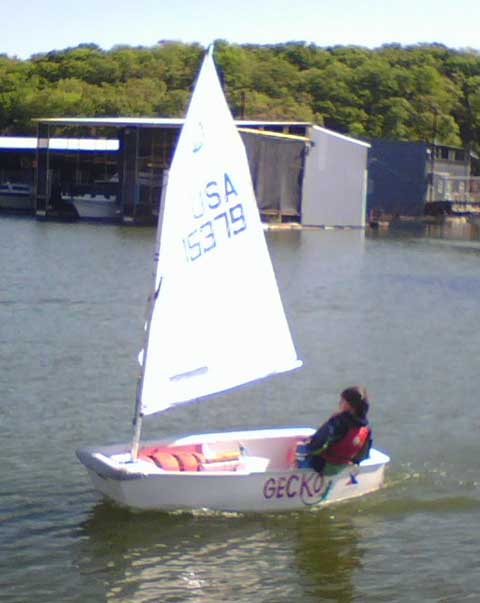 Optimist sailing boat