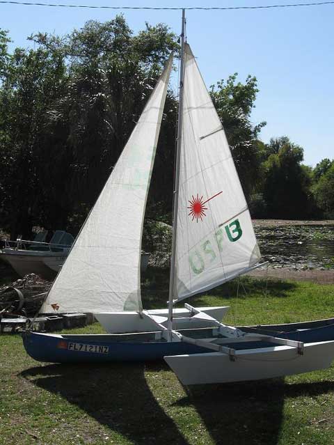 Trimaran custom canoe sailboat