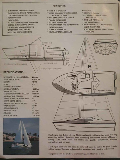 MacGregor sail/power boat 19 sailboat