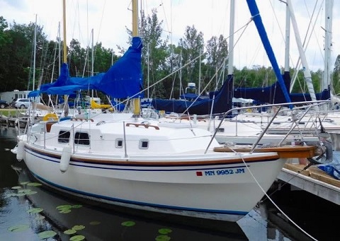 Model 2030 Volvo 3 cyl diesel and transmission, with Westerly Renown sailboat