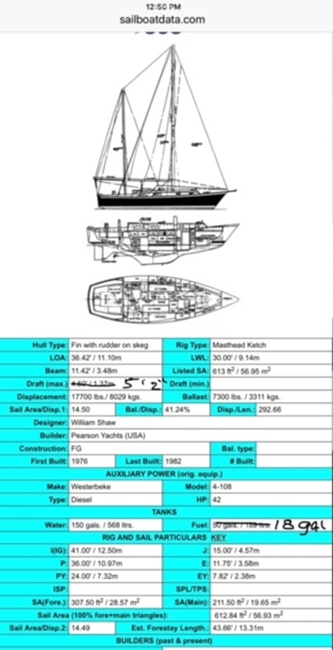 Pearson 365, 1977 sailboat